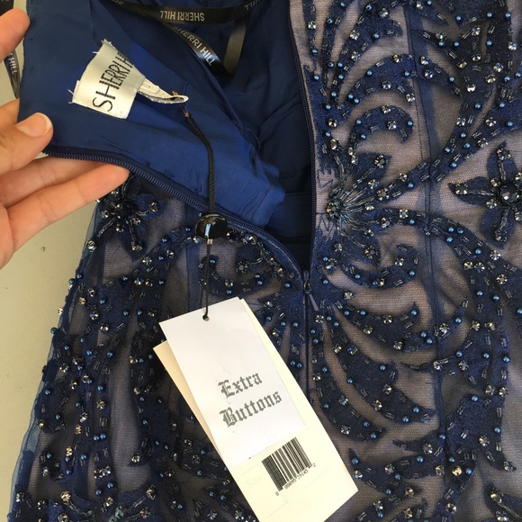 Sherri hill navy/nude beaded dress 21223 - Picture 2 of 6