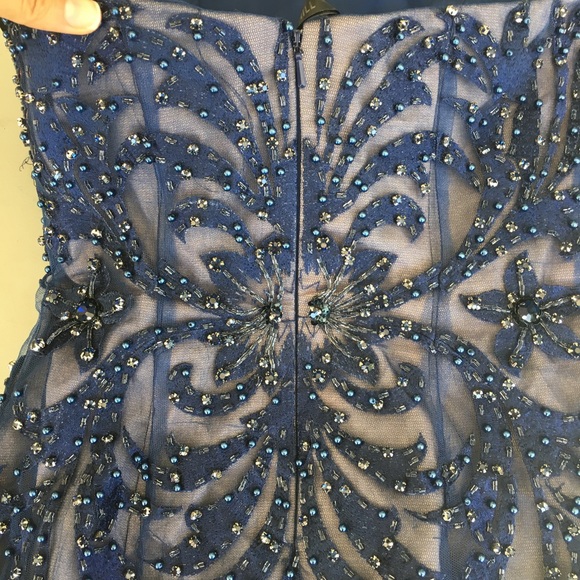 Sherri hill navy/nude beaded dress 21223 - Picture 3 of 6