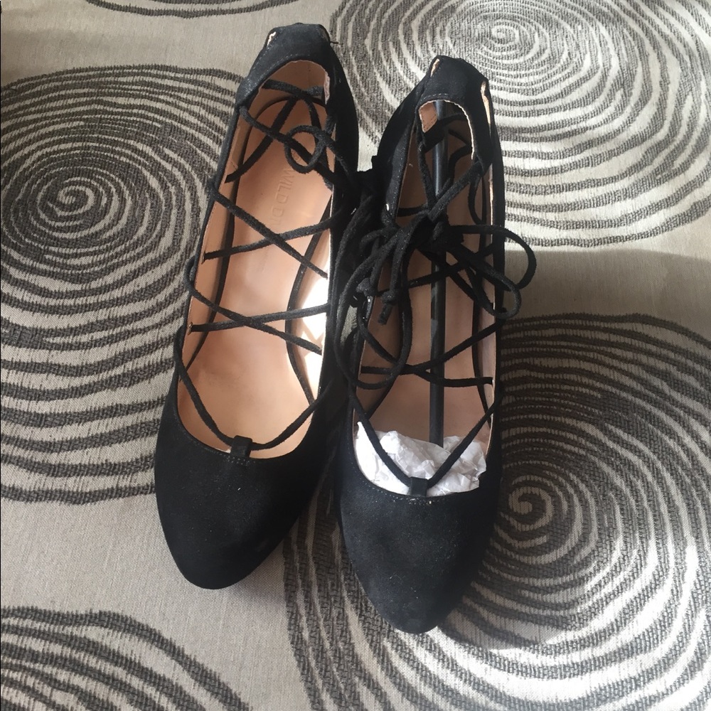 Black suede heels.