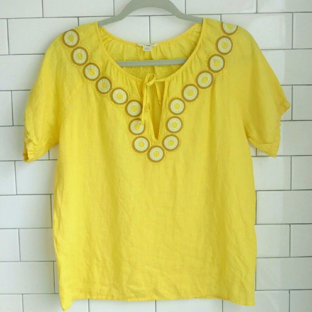 J. Crew Vintage Closet Linen Embroidered Top