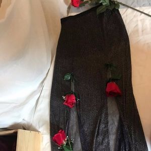 Sheer flowing glitter skirt