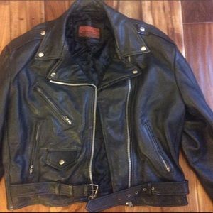 Genuine black leather rocker jacket