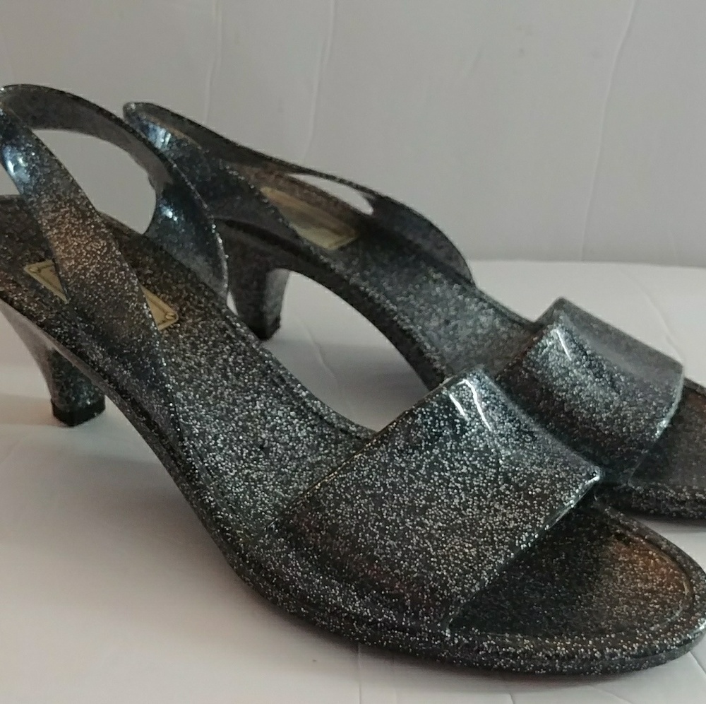 Marc Jacobs Workwear Silver Glitter a Kitten Heels