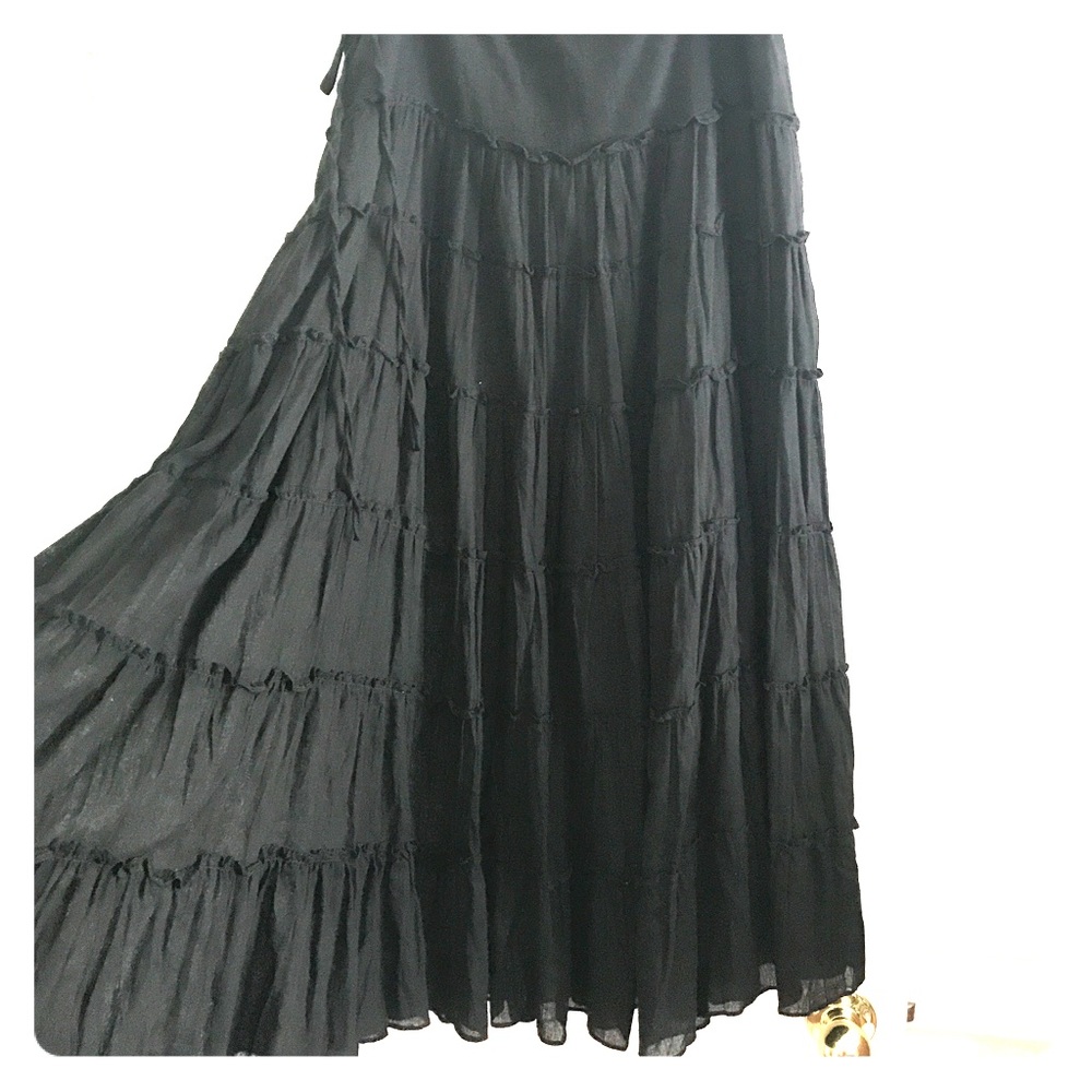 Long black layered skirt