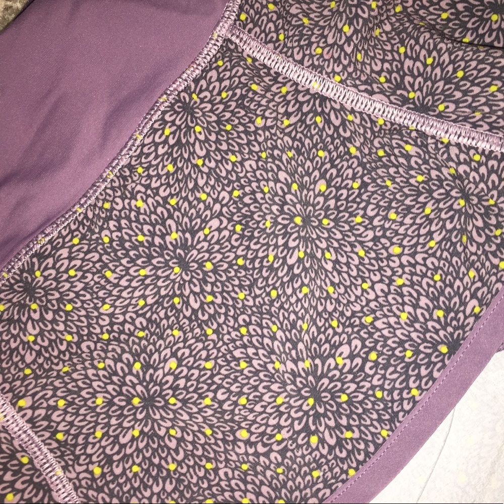 Purple & yellow Lululemon run speed shorts size 4