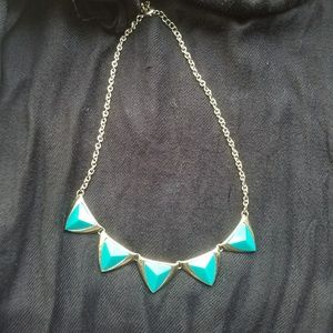 Necklace. Teal & gold color.