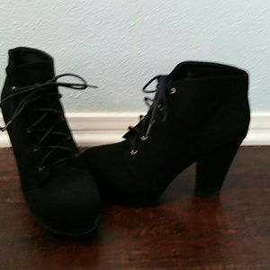 Black bootie heels