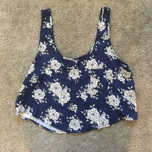 FOREVER 21 Navy and White Flower Top
