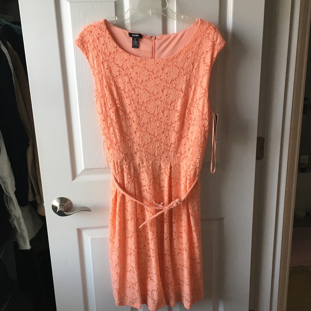 LAST CALL Peach Coral Lace Dress
