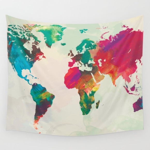 Other - TAPESTRY - WATERCOLOR WORLD MAP