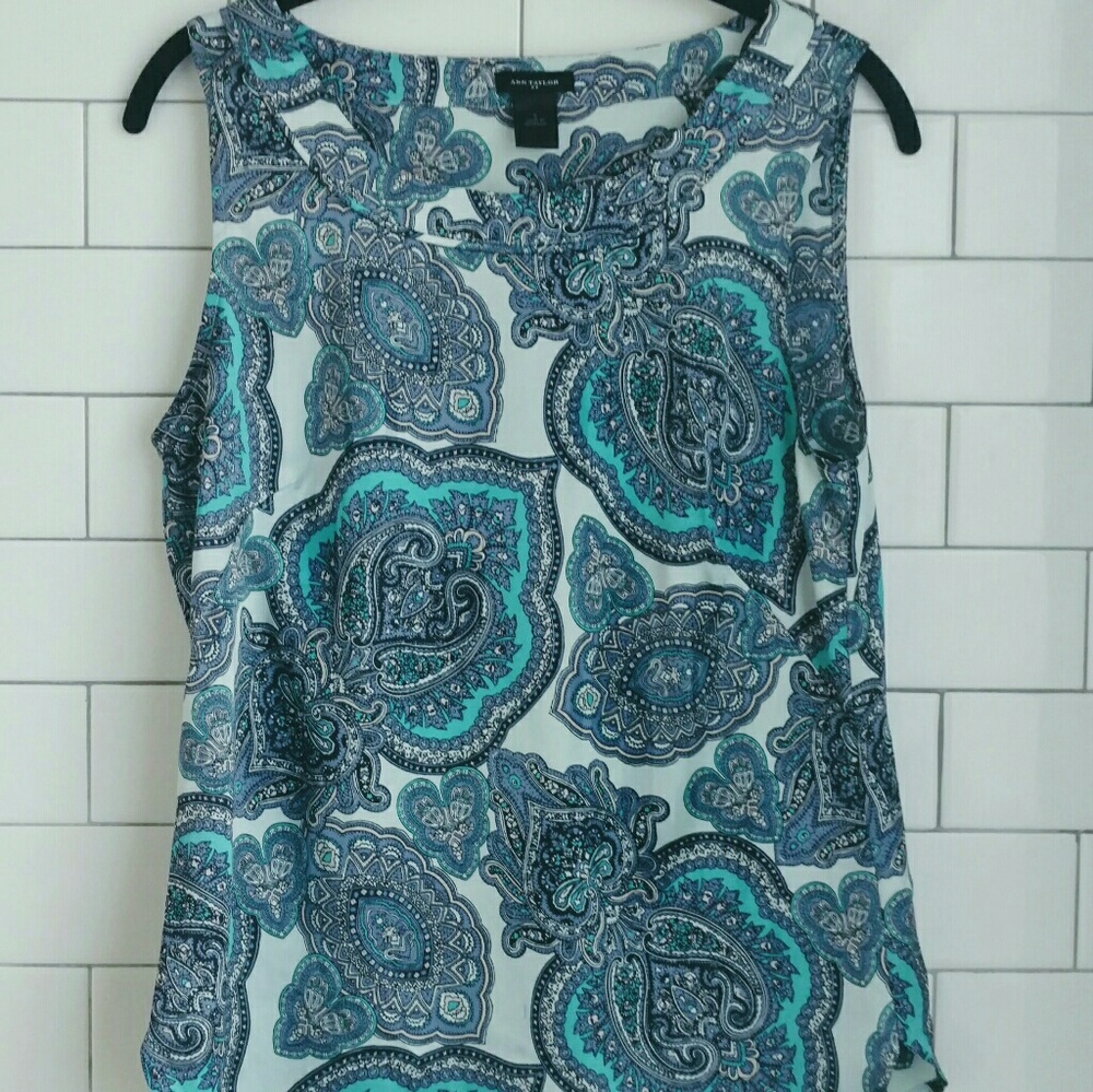 Ann Taylor Medallion Paisley Silky Blouse