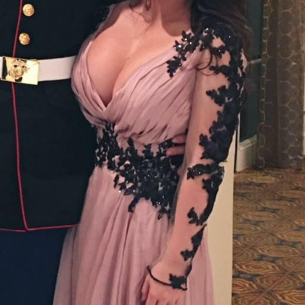 custom long sleeve gown prom dress jovani