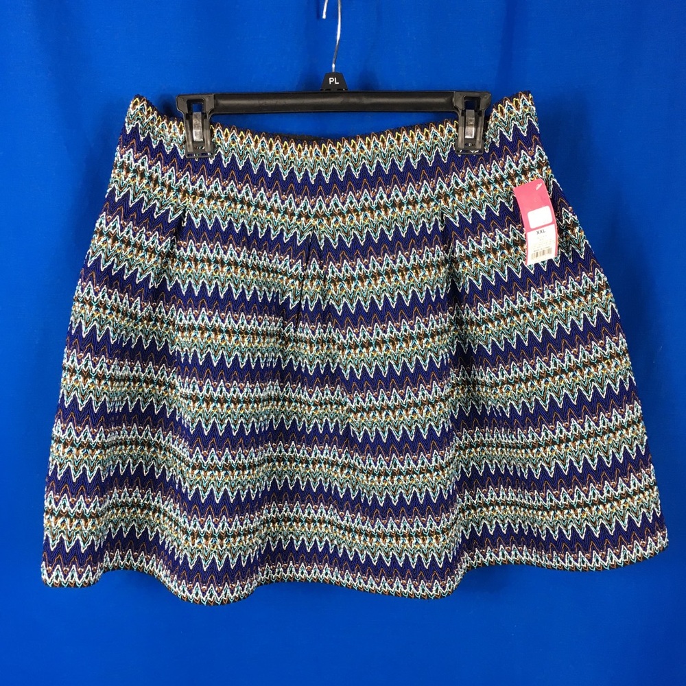Rainbow Zig Zag Stretchy A-Line Mini Skirt XXL