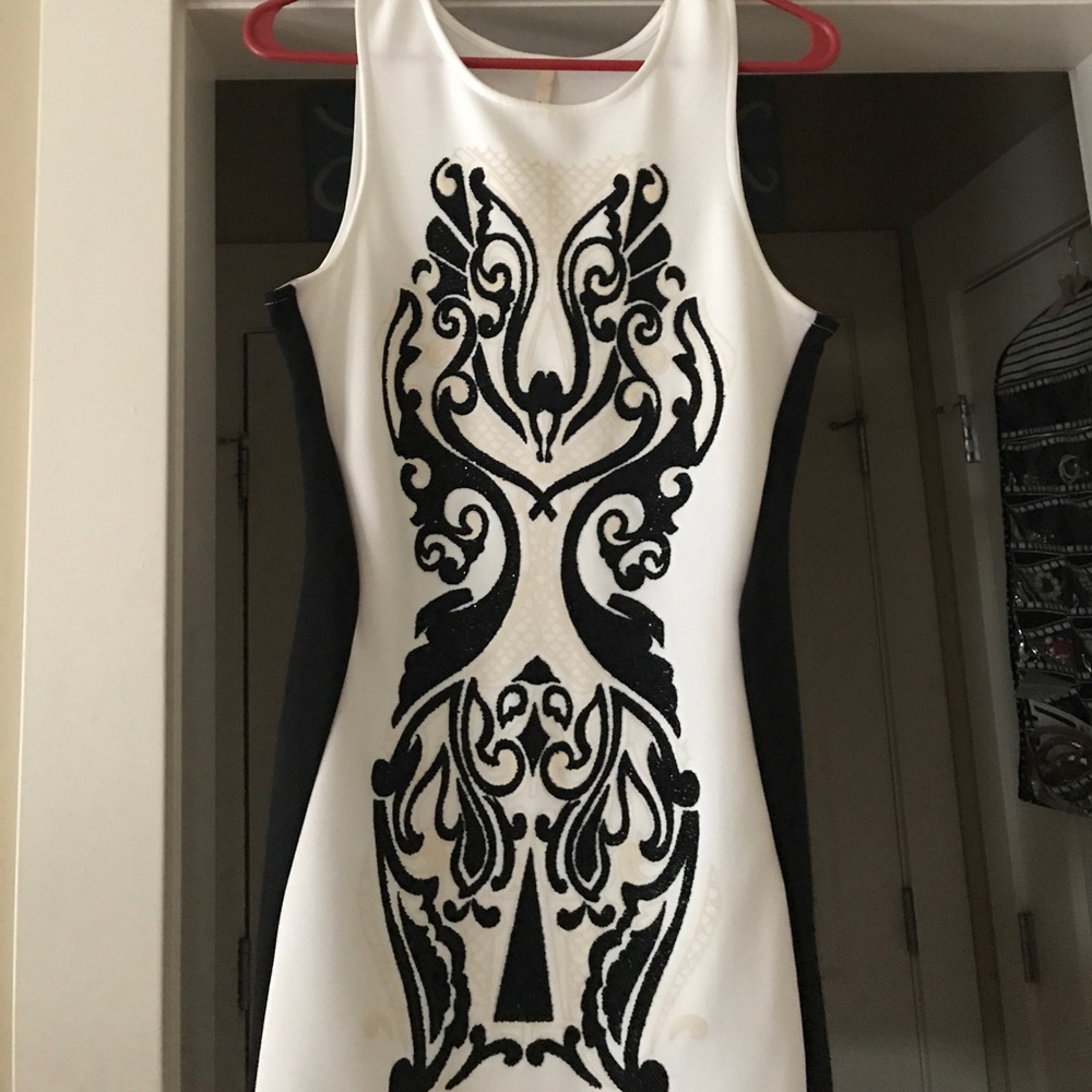 Black and white beaded dress