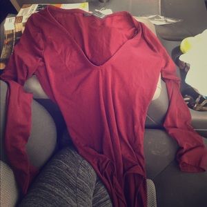 Knit/Longsleeve/Bodysuit/Burgundy/LowCut