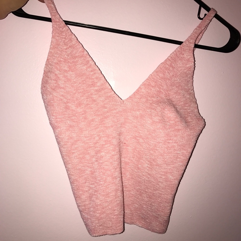 BRAND NEW Cute pink and white crop tank top
