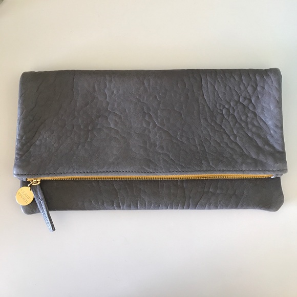 Clare V Handbags - Rare Clare Vivier textured gray leather clutch