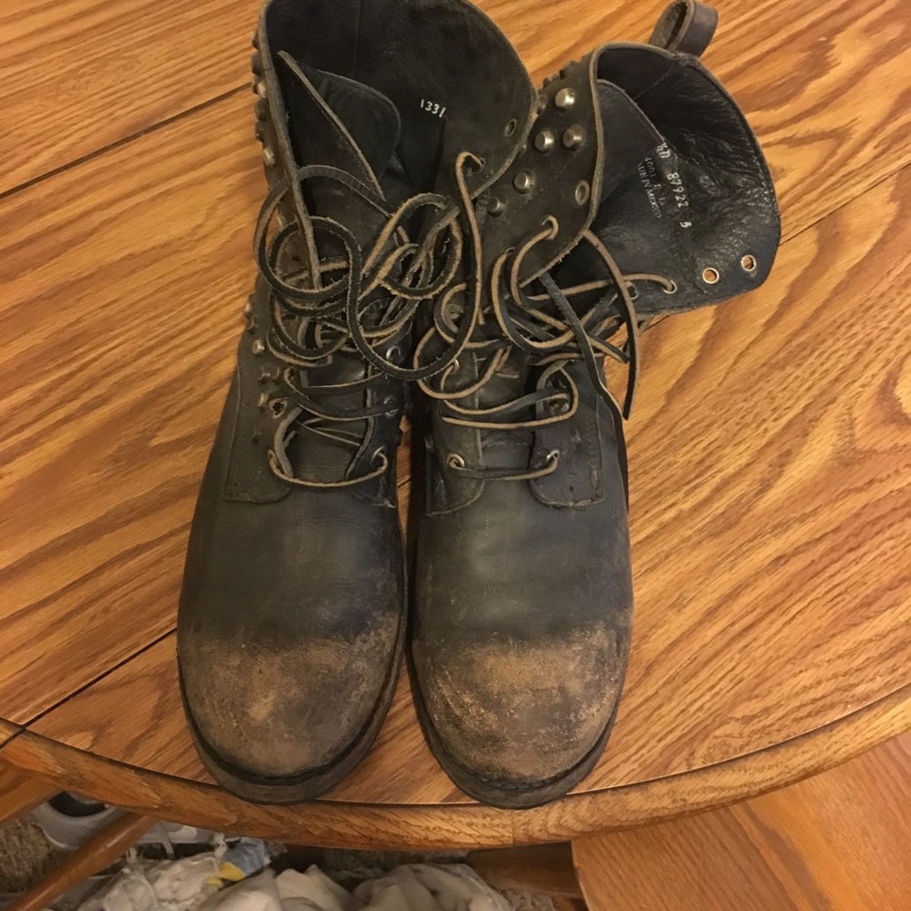 Frye studded lace up boots