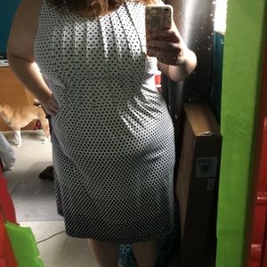 Flattering Black and White Polka Dot Dress
