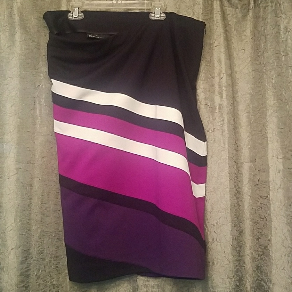 Lane Bryant Black Pink Purple Pencil Skirt Sz 26