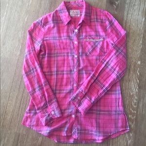 Justice for Girls pink plaid flannel shirt