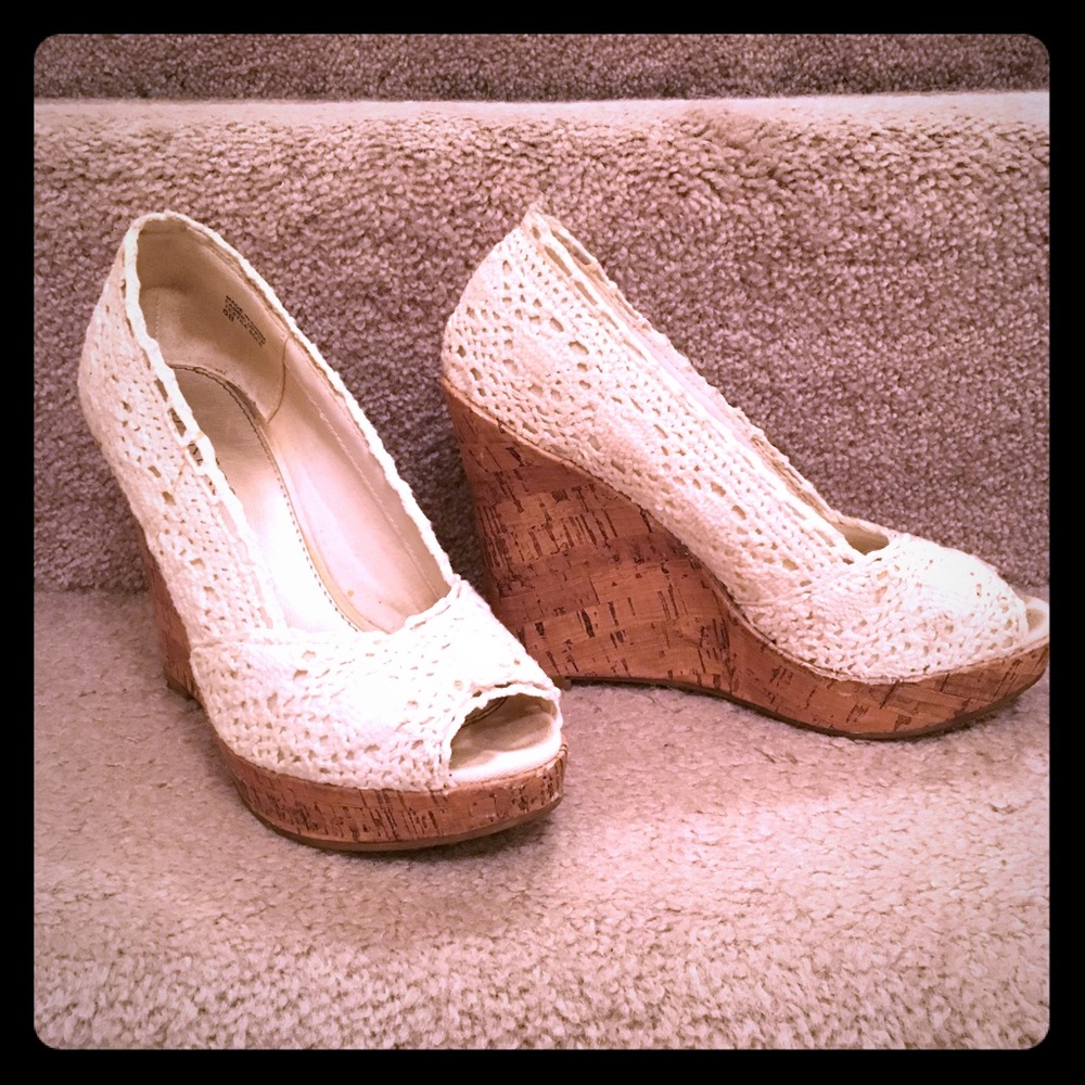 Bakers open toe wedge crochet sandal
