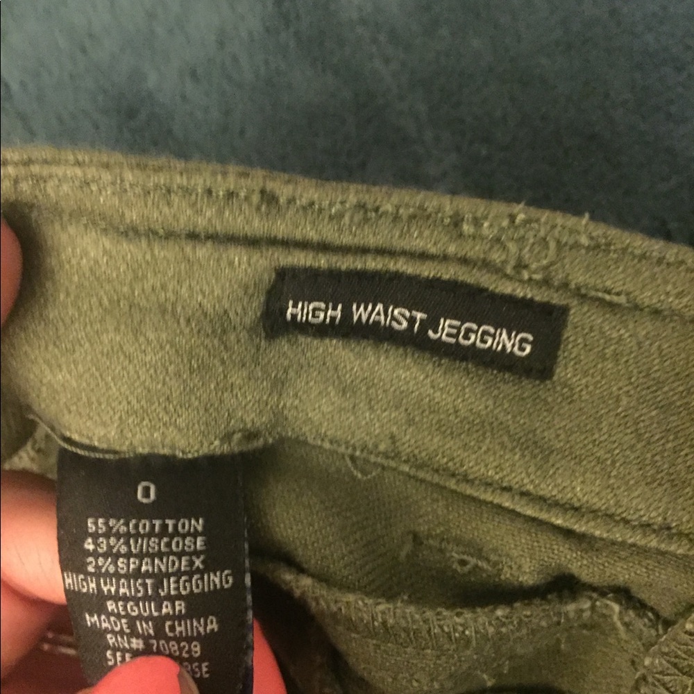 High waisted olive green jegging