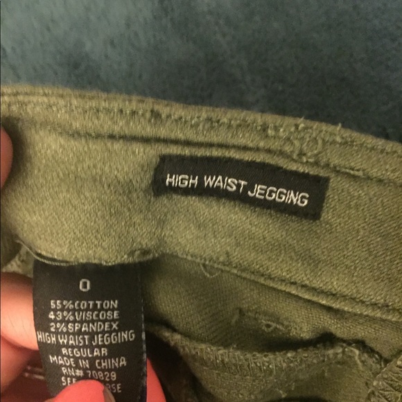 High waisted olive green jegging - Picture 1 of 3