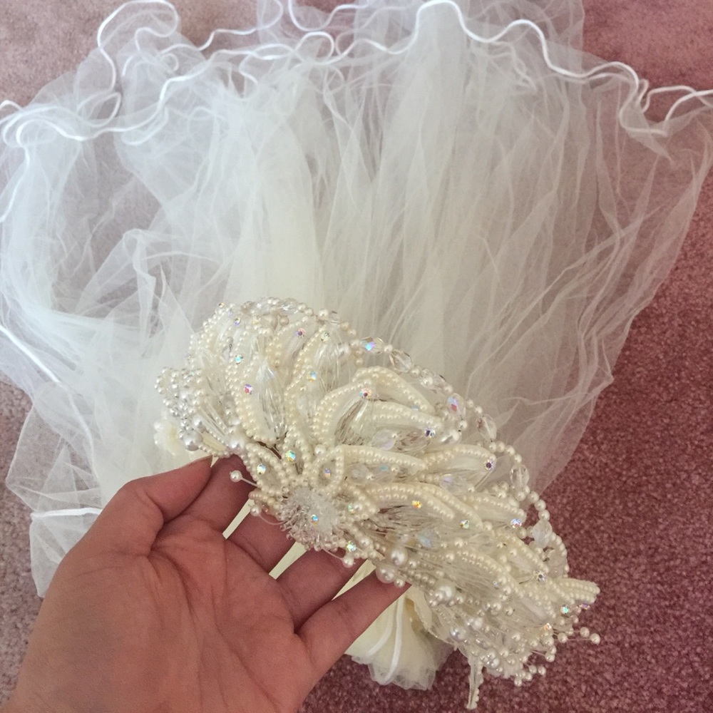 Jeweled & beaded wedding veil.