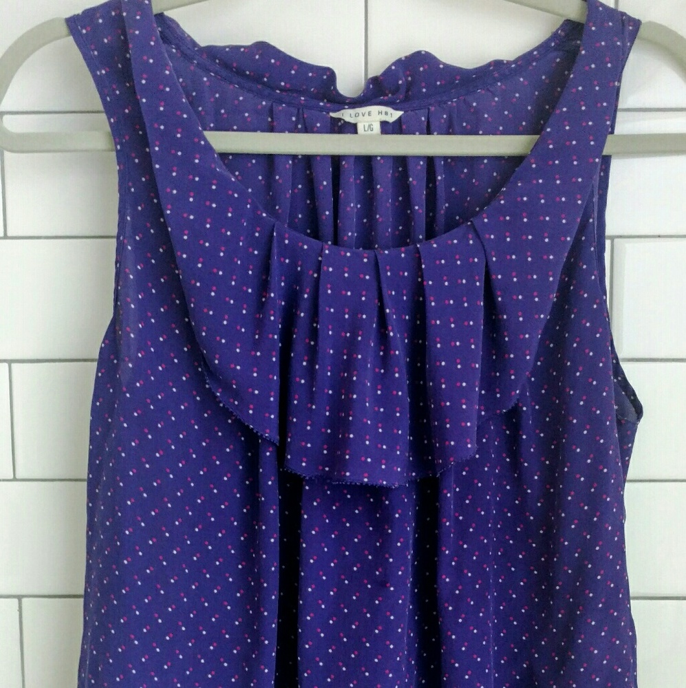 Purple Polka Dot 100% Silk Crop Top