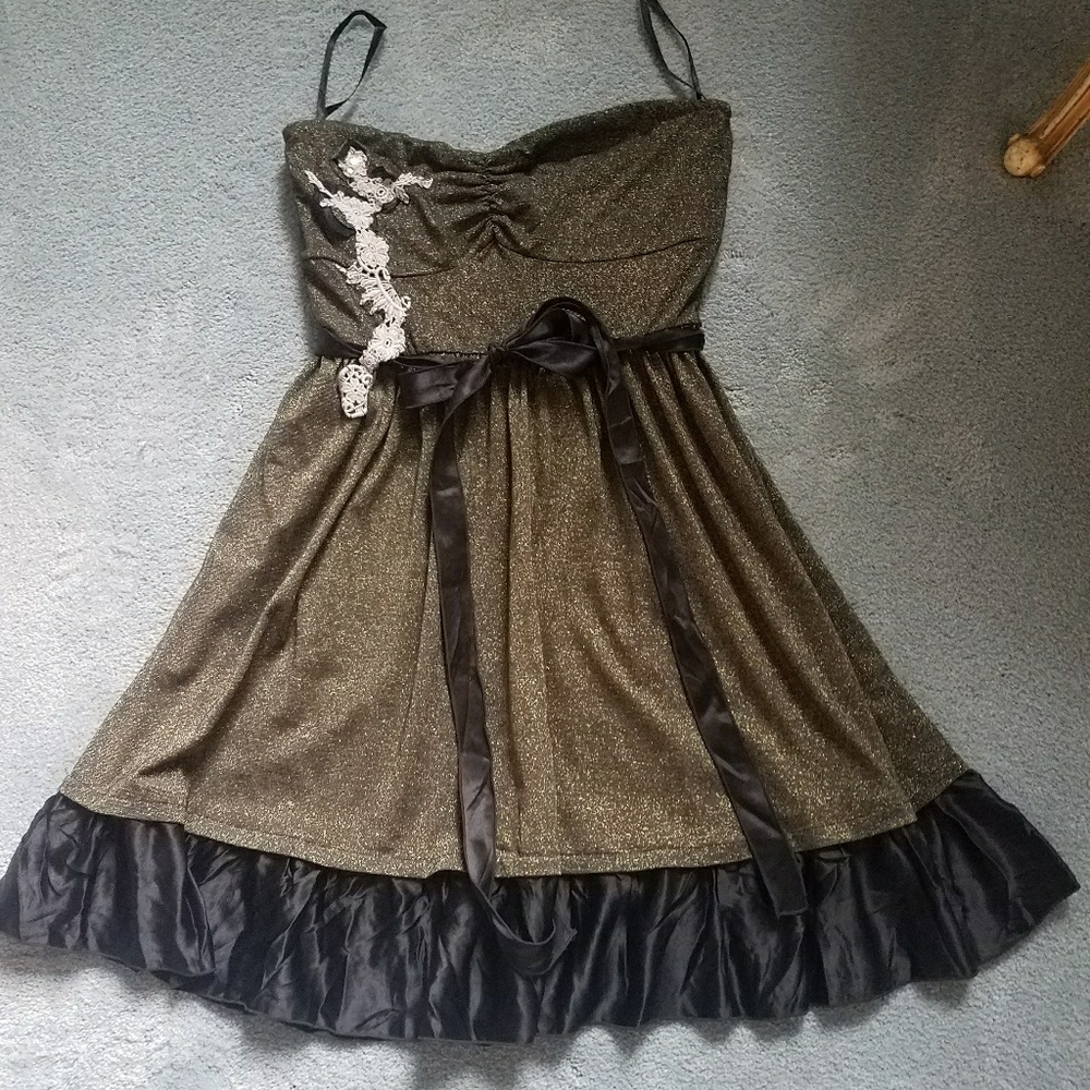 Glittery gold and black Free People cocktail dress