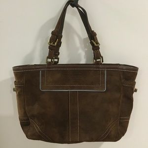 Brown Suede Coach handbag