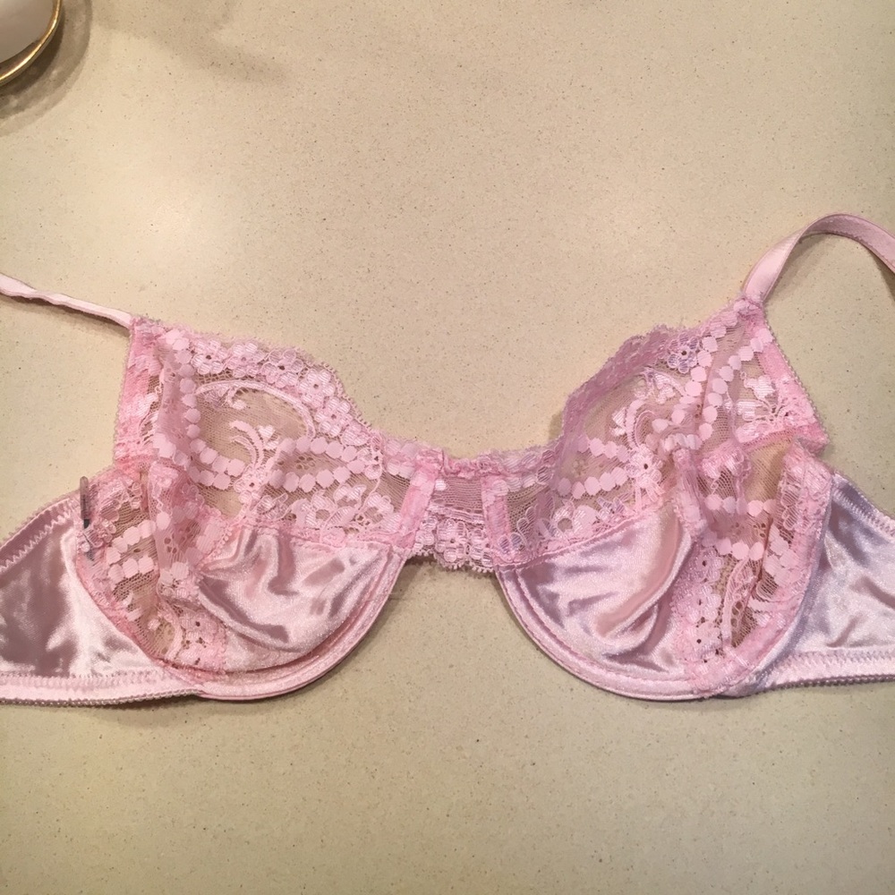 Pink lace bra