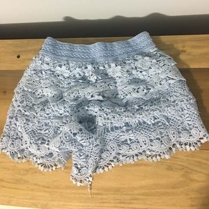 Baby blue lace shorts
