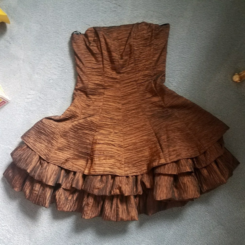 Brass satiny cocktail dress