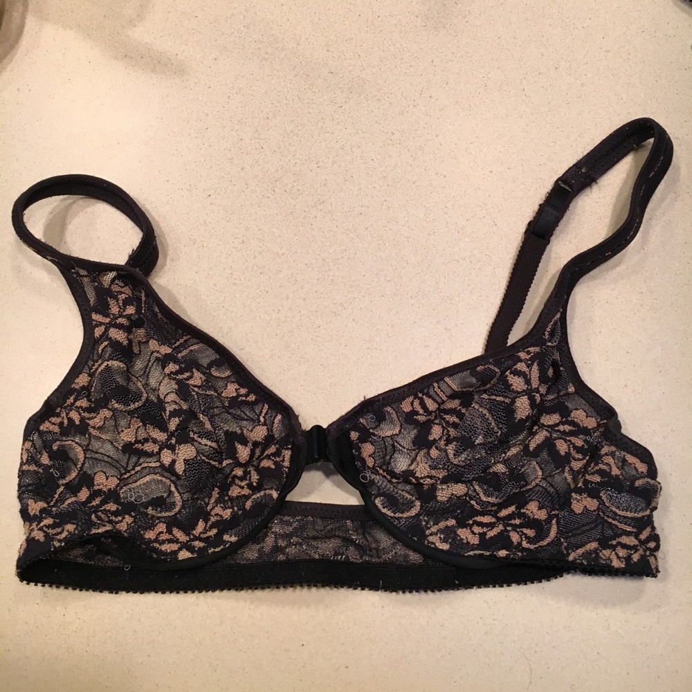 Sexy black and beige lace bra