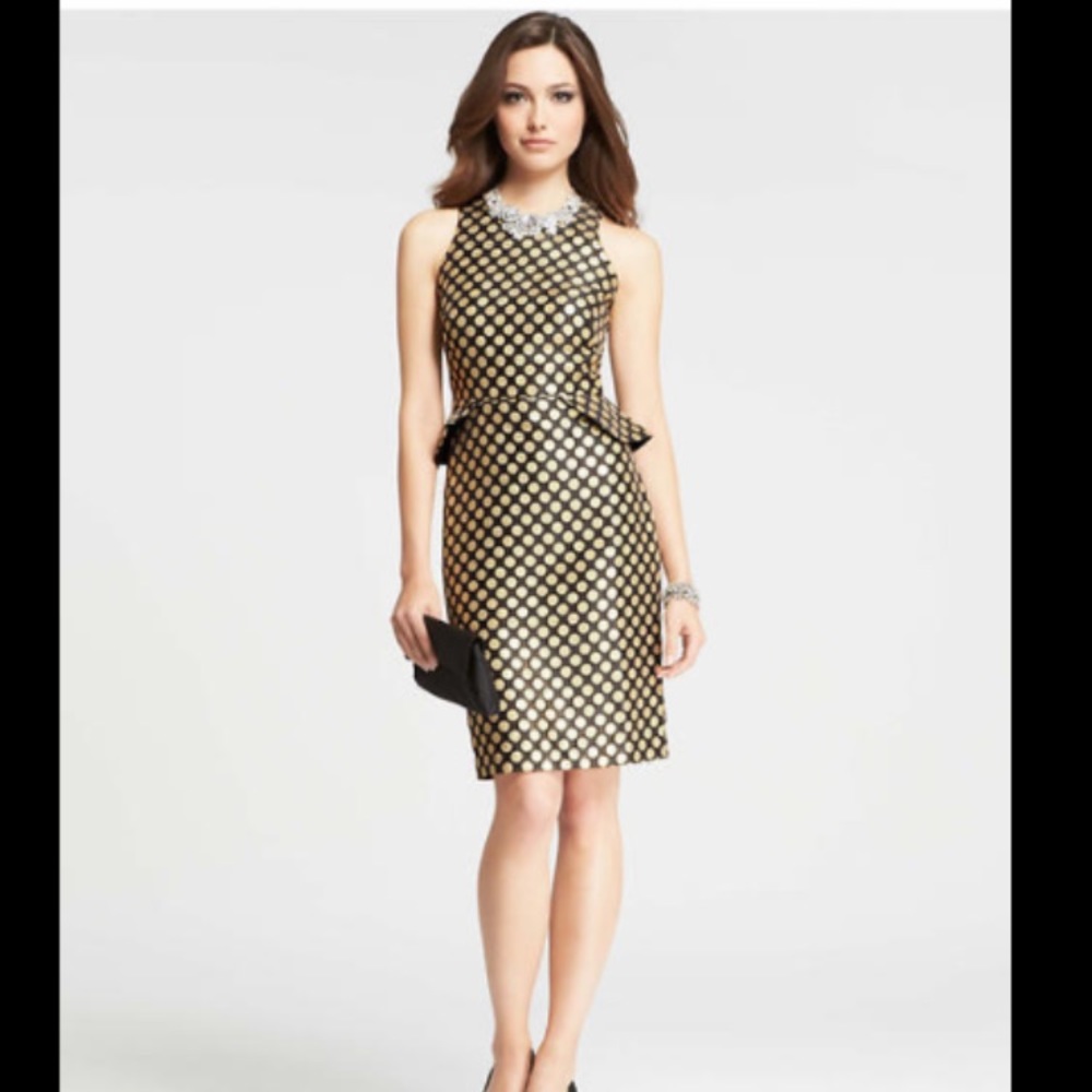 NWT • Ann Taylor •Peplum Dot Dress
