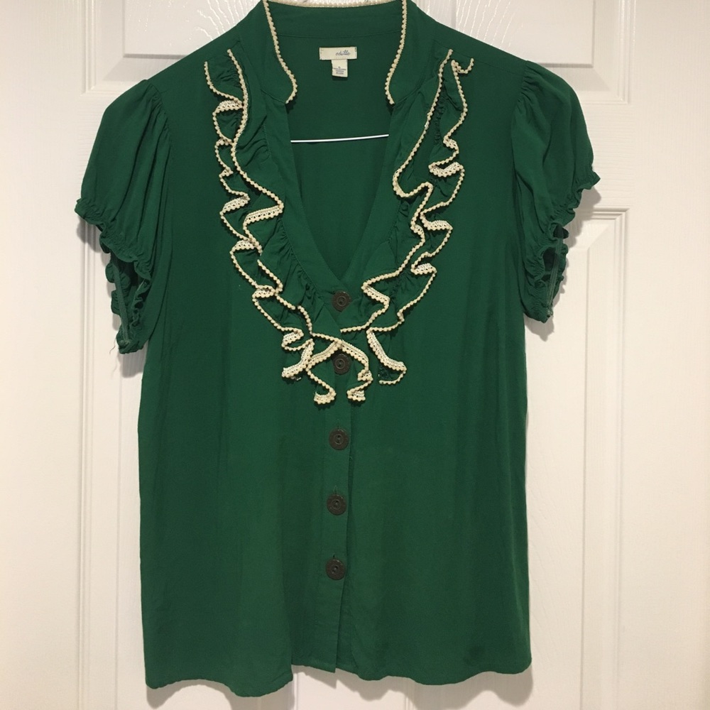 Anthropologie Odille 'Dew Point' green blouse