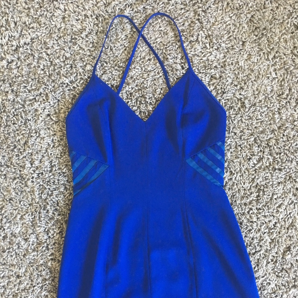 Blue Cross Back Cocktail Dress