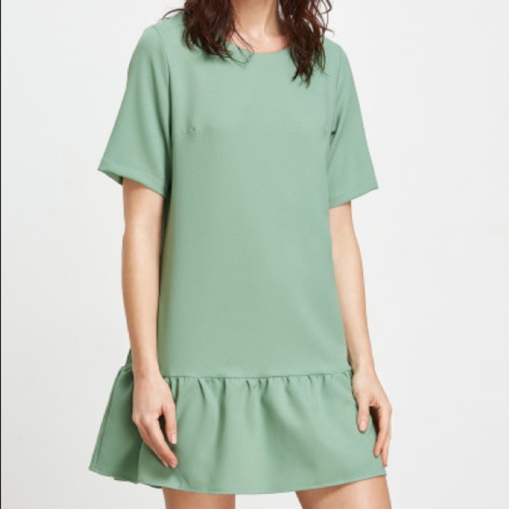 Mint green ruffle dress