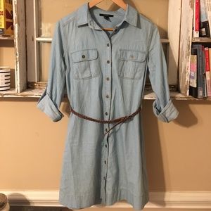Chambray Shirt Dress with Belt