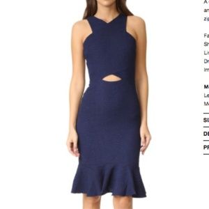 [Ali & Jay] Textured Fitted Navy Blue Midi Dress