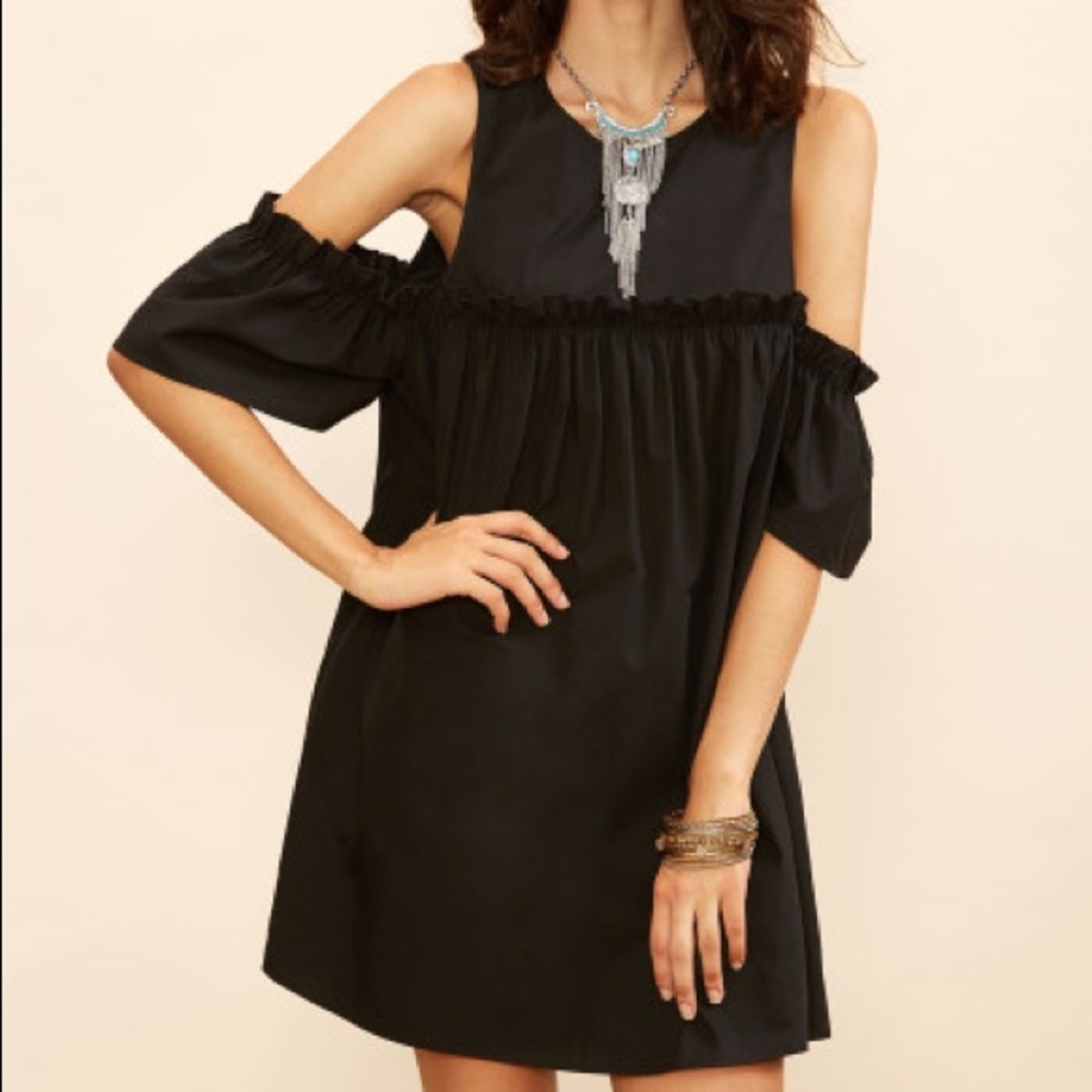 Black off shoulder mini dress