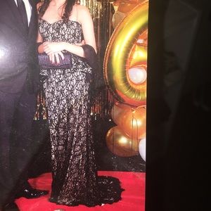 Black Lace Nude Prom Dress