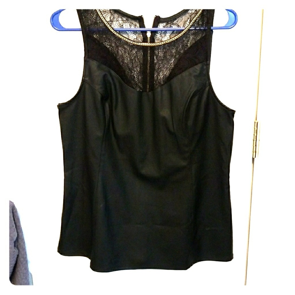 Faux Leather and Lace Tank
