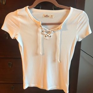 white ribbed lace-up Fitted Top Size:XS