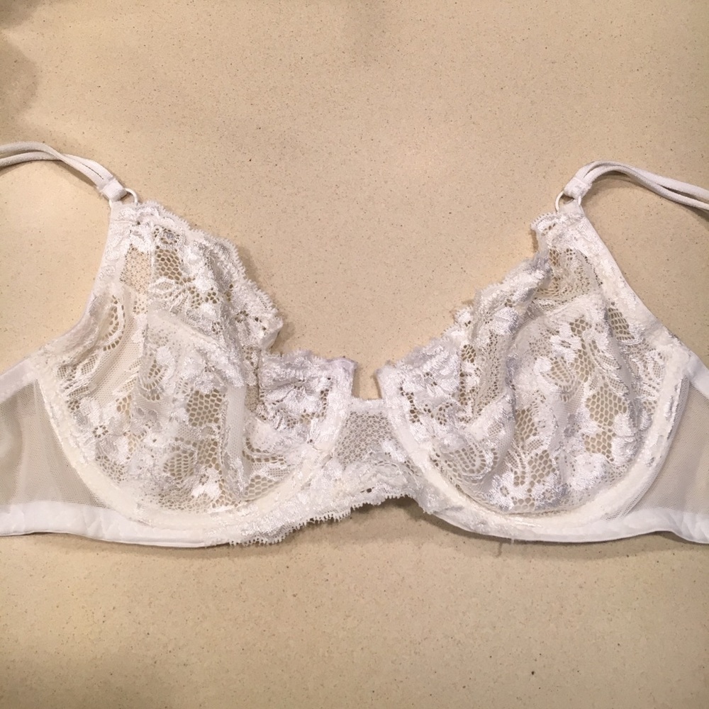 Sexy white bra with flowers