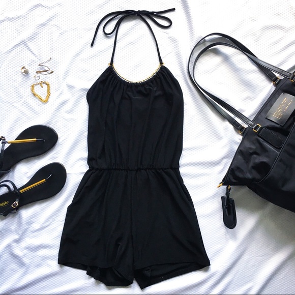 Charlotte Russe Dresses & Skirts - Black and gold halter romper