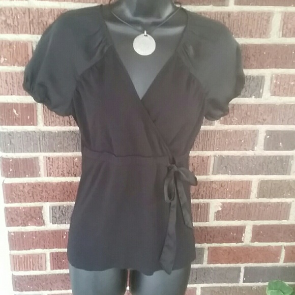 Ann Taylor Tops - ANN TAYLOR ♡Super Adorable♡ Black Side Tie Blouse