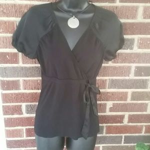 ANN TAYLOR ♡Super Adorable♡ Black Side Tie Blouse